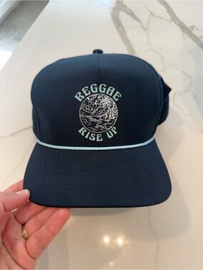 Reggae Rise Up Navy Trucker Hat with Light Blue Trim